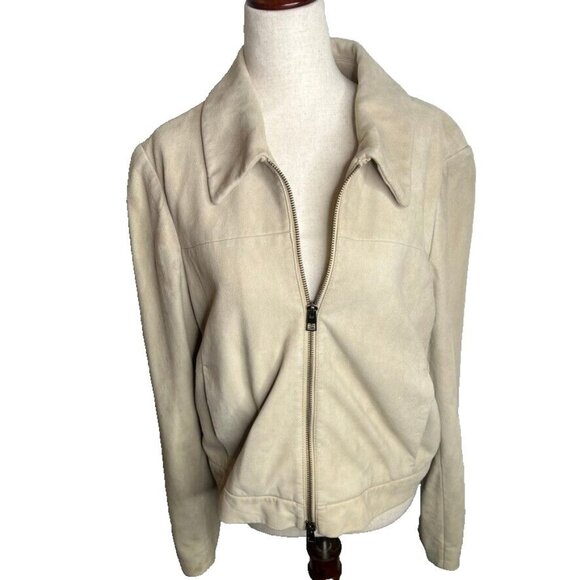 Madewell $498 Shrunken Zip-Front Jacket in Suede Light Sand Size 6 NO887 - Picture 3 of 11
